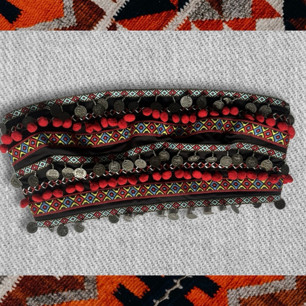 Colorful Beaded Boho Tube Top with Geometric Patterns